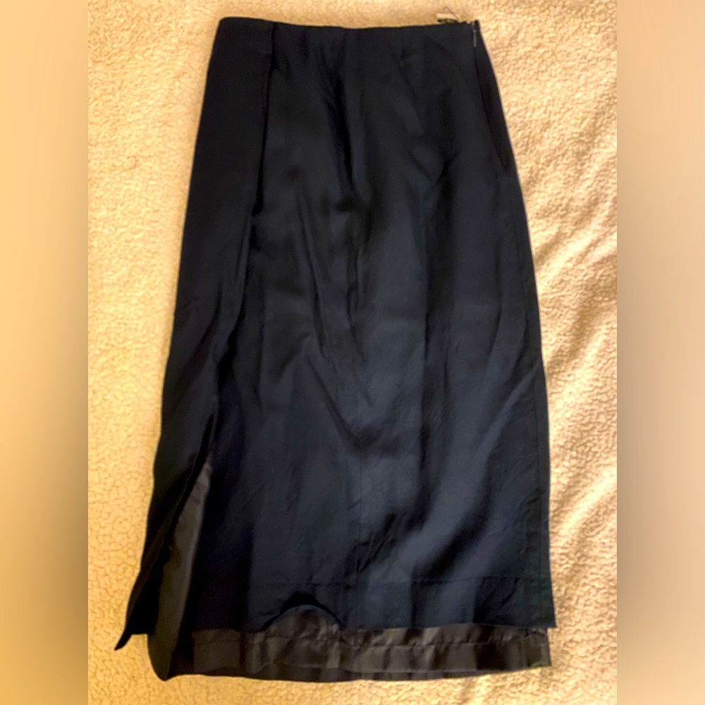 Navy blue zip up pencil skirt